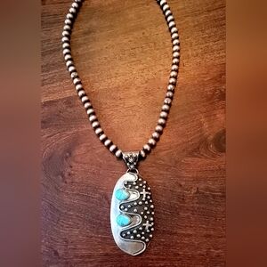 Beautiful Signed Navajo/Dine Turquoise Pendant